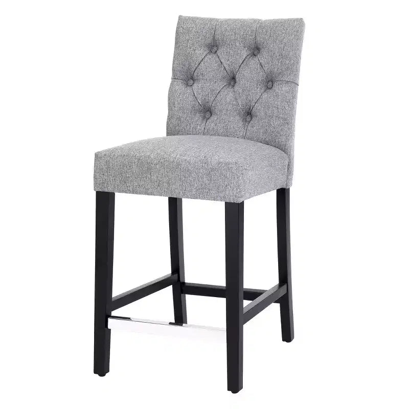 Tabouret de comptoir capitonné en tissu de lin gris de 61 cm