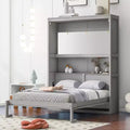 Lit escamotable grand/queen avec étagères intégrées blanc/gris
