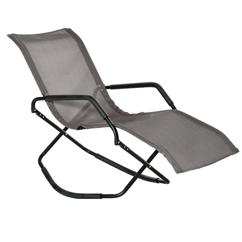 Outsunny Chaise longue de jardin à bascule Zéro Gravité Pliante Inclinable Transat pour Bronzage