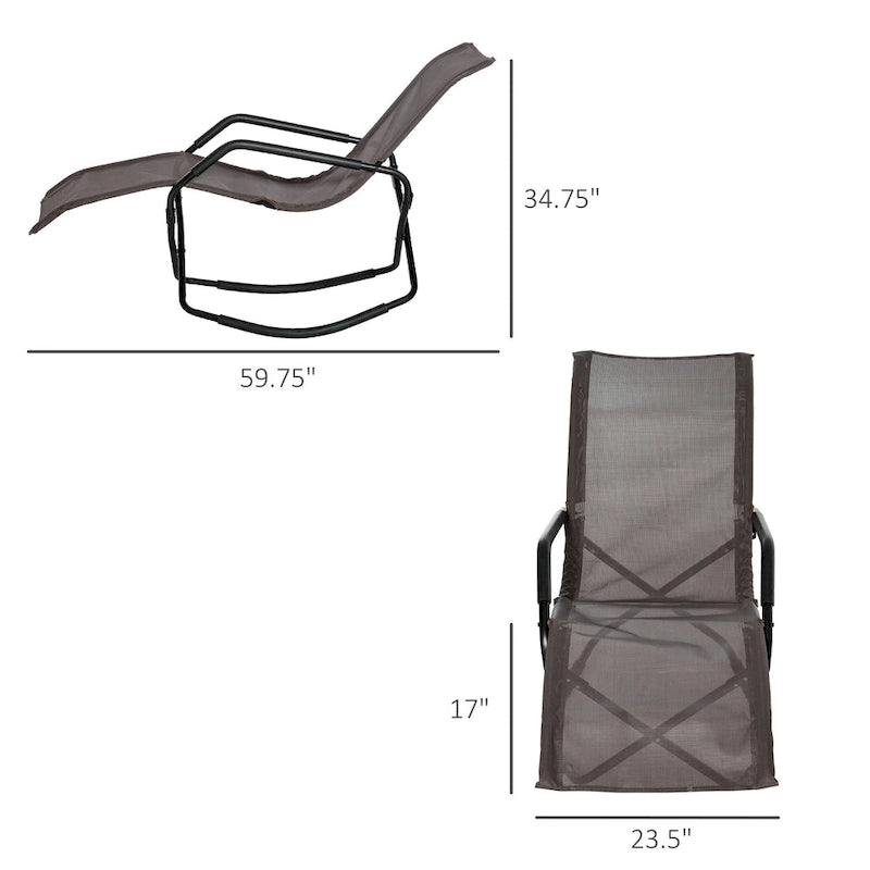 Outsunny Chaise longue de jardin à bascule Zéro Gravité Pliante Inclinable Transat pour Bronzage