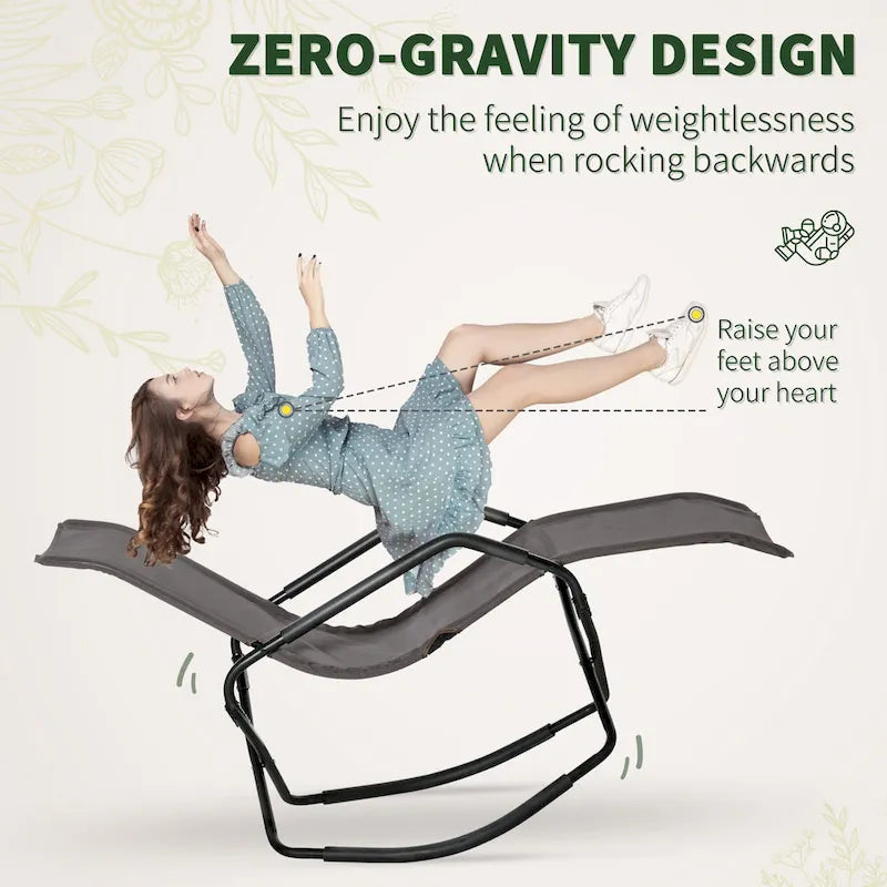 Outsunny Chaise longue de jardin à bascule Zéro Gravité Pliante Inclinable Transat pour Bronzage