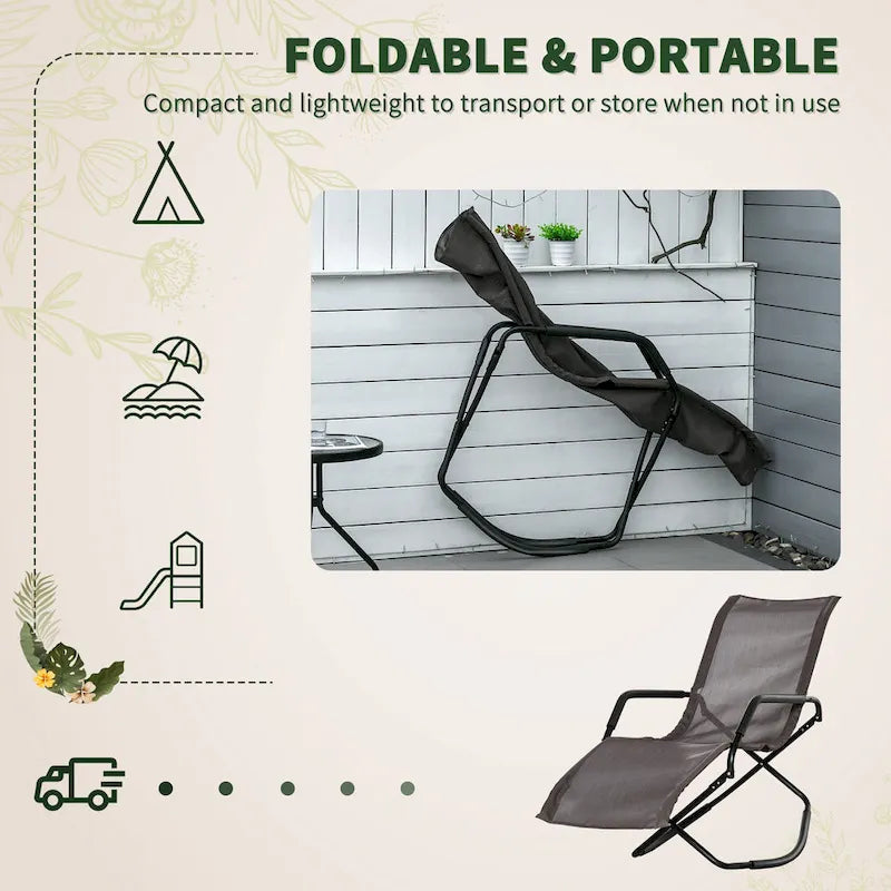 Outsunny Chaise longue de jardin à bascule Zéro Gravité Pliante Inclinable Transat pour Bronzage