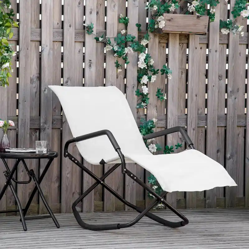 Outsunny Chaise longue de jardin à bascule Zéro Gravité Pliante Inclinable Transat pour Bronzage