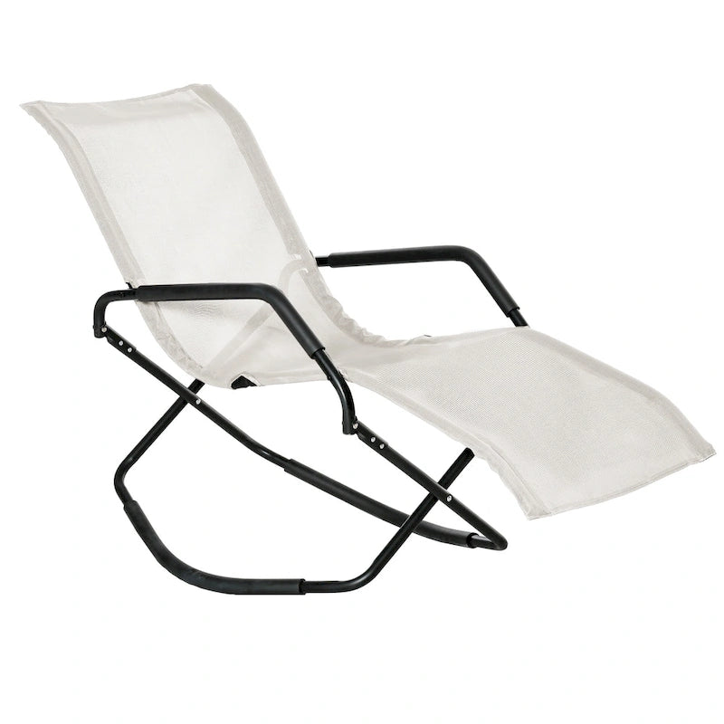 Outsunny Chaise longue de jardin à bascule Zéro Gravité Pliante Inclinable Transat pour Bronzage