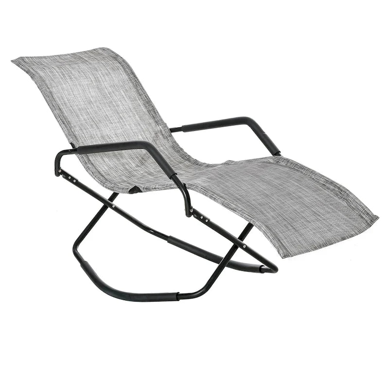 Outsunny Chaise longue de jardin à bascule Zéro Gravité Pliante Inclinable Transat pour Bronzage