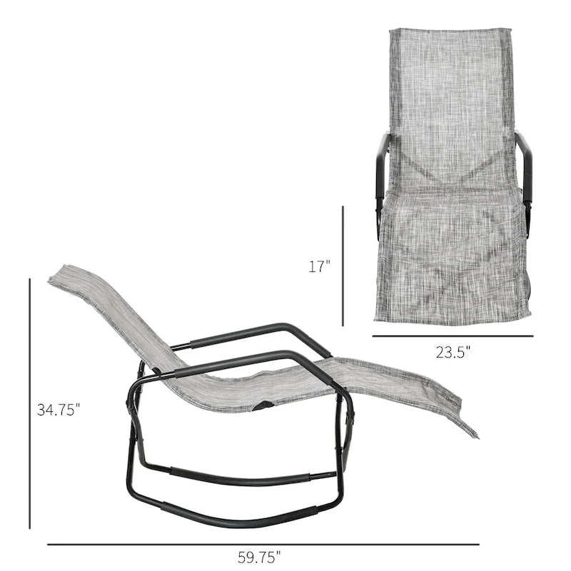 Outsunny Chaise longue de jardin à bascule Zéro Gravité Pliante Inclinable Transat pour Bronzage