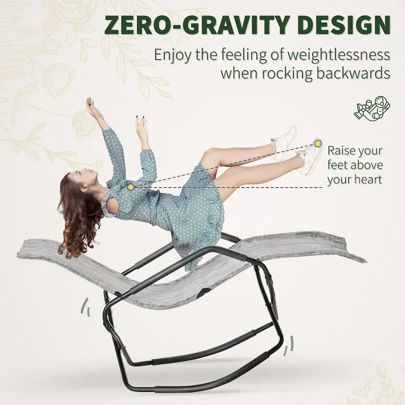 Outsunny Chaise longue de jardin à bascule Zéro Gravité Pliante Inclinable Transat pour Bronzage