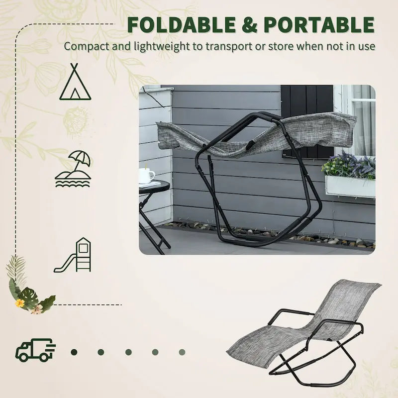 Outsunny Chaise longue de jardin à bascule Zéro Gravité Pliante Inclinable Transat pour Bronzage