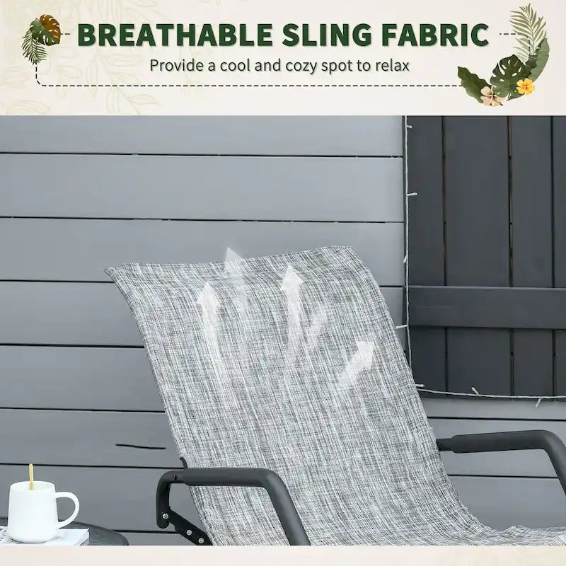 Outsunny Chaise longue de jardin à bascule Zéro Gravité Pliante Inclinable Transat pour Bronzage