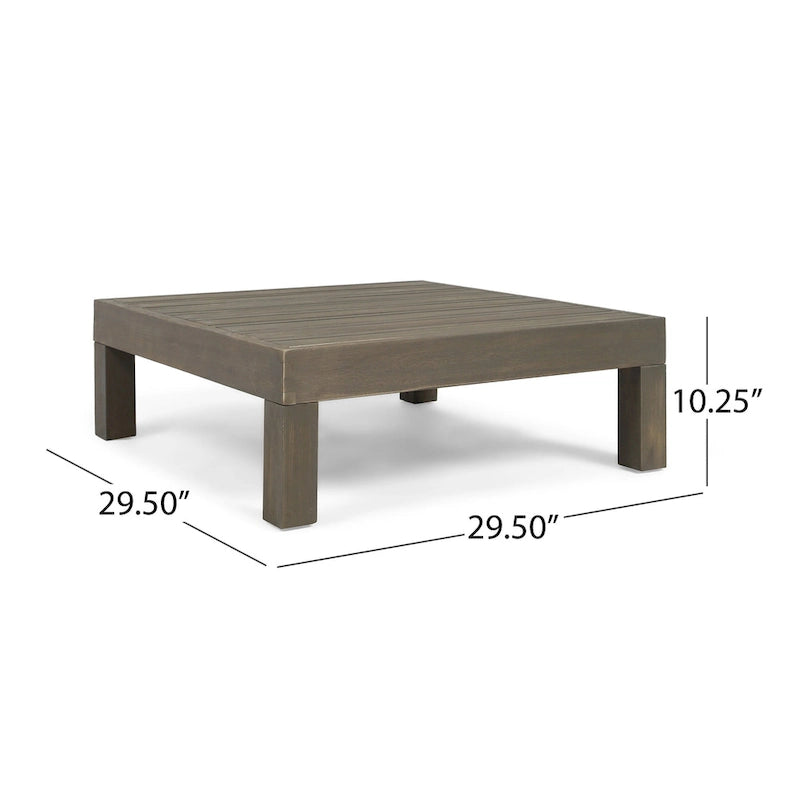 Causeuse d'extérieur Oana en bois d'acacia avec accoudoir gauche et table basse avec coussin par Christopher Knight Home