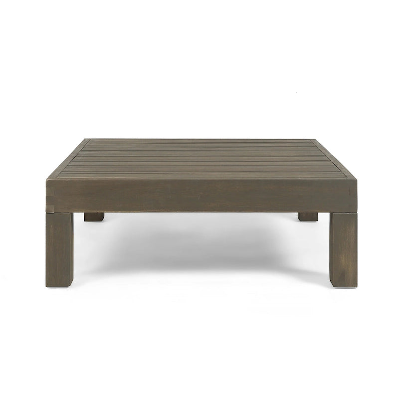 Causeuse d'extérieur Oana en bois d'acacia avec accoudoir gauche et table basse avec coussin par Christopher Knight Home