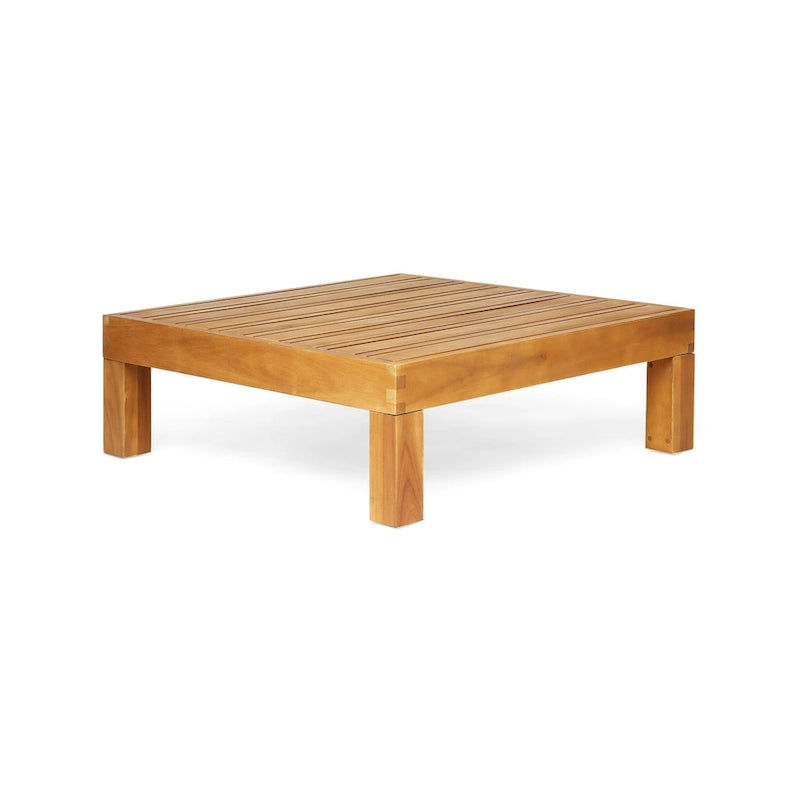 Causeuse d'extérieur Oana en bois d'acacia avec accoudoir gauche et table basse avec coussin par Christopher Knight Home
