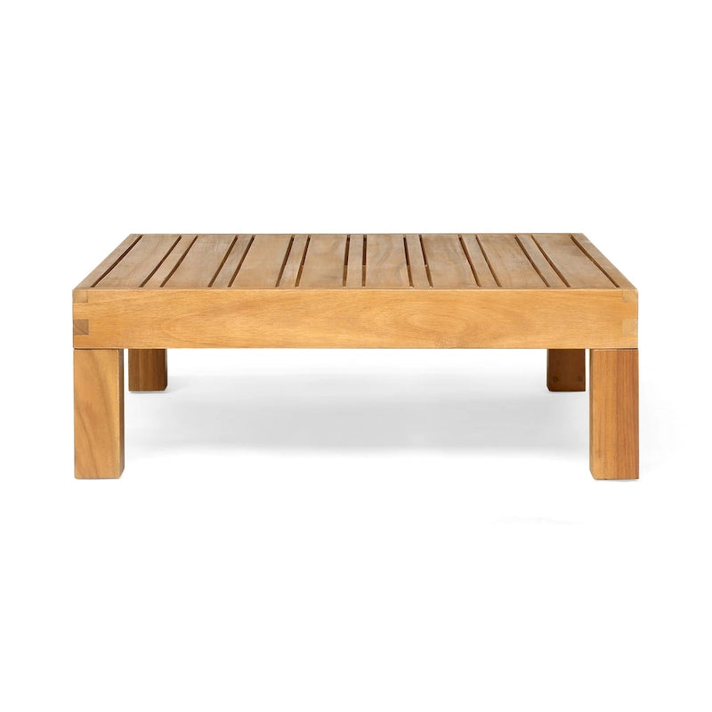 Causeuse d'extérieur Oana en bois d'acacia avec accoudoir gauche et table basse avec coussin par Christopher Knight Home