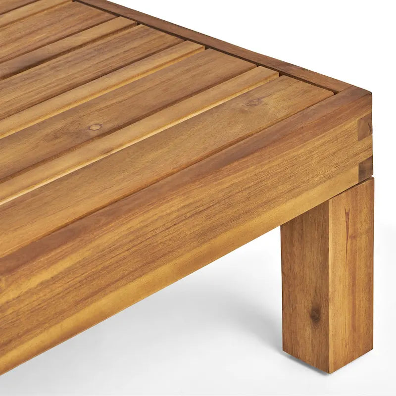 Causeuse d'extérieur Oana en bois d'acacia avec accoudoir gauche et table basse avec coussin par Christopher Knight Home