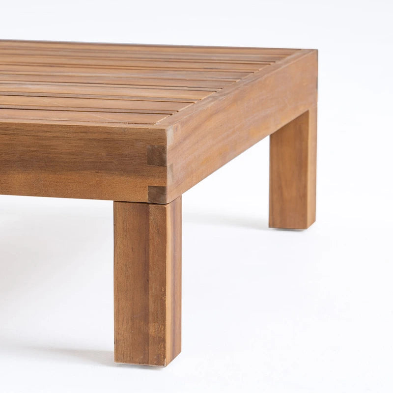 Causeuse d'extérieur Oana en bois d'acacia avec accoudoir gauche et table basse avec coussin par Christopher Knight Home