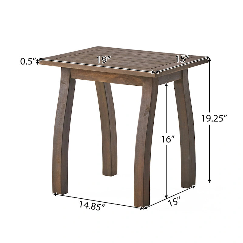 Ensemble de 2 chaises longues en bois d'acacia d'extérieur Mahalo avec table d'appoint de Christopher Knight Home