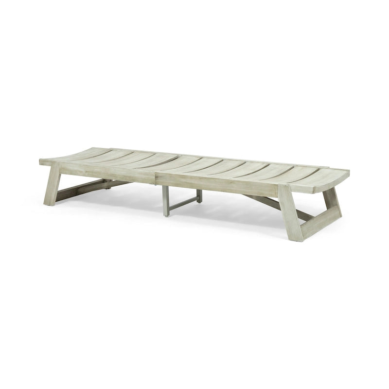 Ensemble de 2 chaises longues en bois d'acacia d'extérieur Mahalo avec table d'appoint de Christopher Knight Home