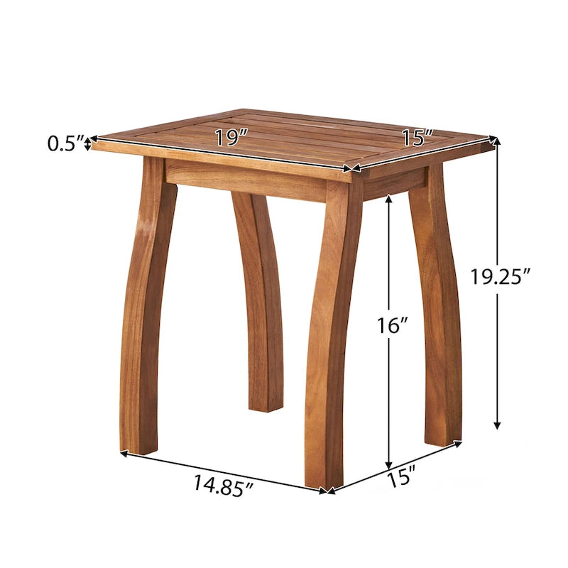 Ensemble de 2 chaises longues en bois d'acacia d'extérieur Mahalo avec table d'appoint de Christopher Knight Home