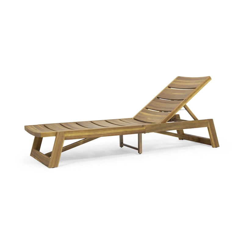Ensemble de 2 chaises longues en bois d'acacia d'extérieur Mahalo avec table d'appoint de Christopher Knight Home