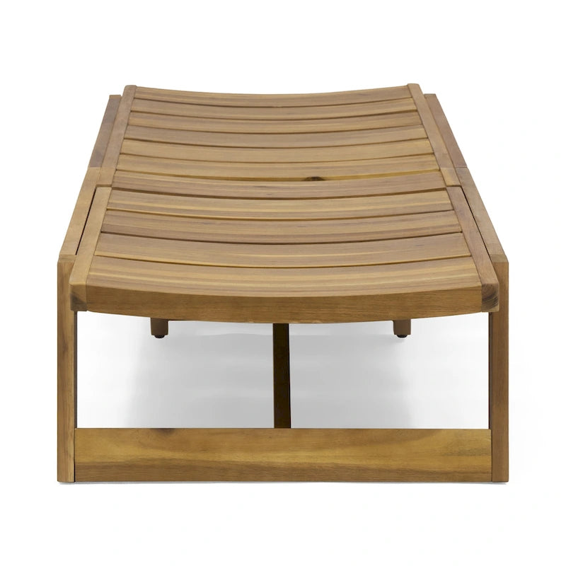 Ensemble de 2 chaises longues en bois d'acacia d'extérieur Mahalo avec table d'appoint de Christopher Knight Home
