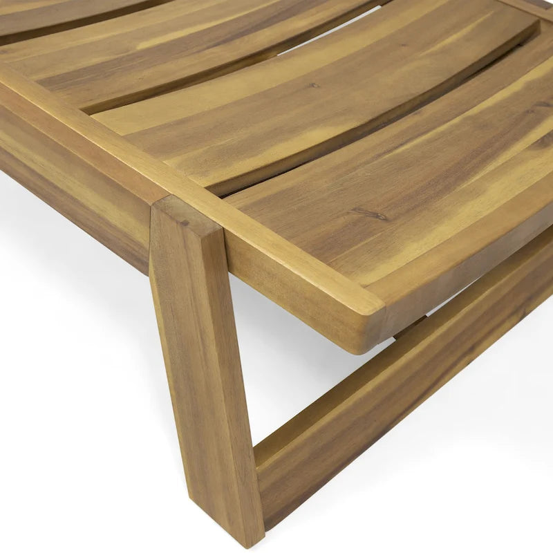 Ensemble de 2 chaises longues en bois d'acacia d'extérieur Mahalo avec table d'appoint de Christopher Knight Home
