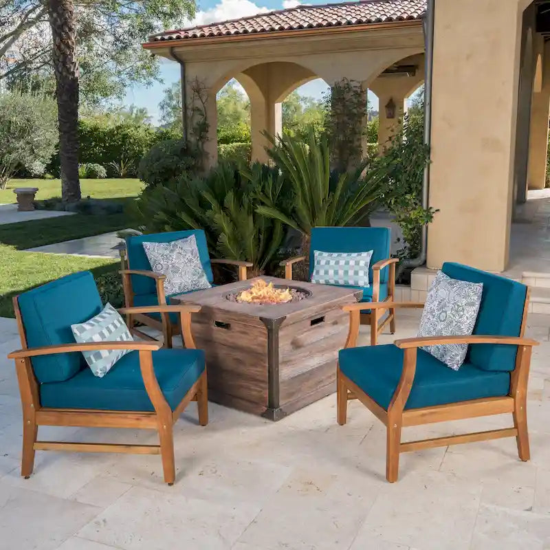 Ensemble de conversation de 5 pièces avec table de feu Mark Outdoor de Christopher Knight Home