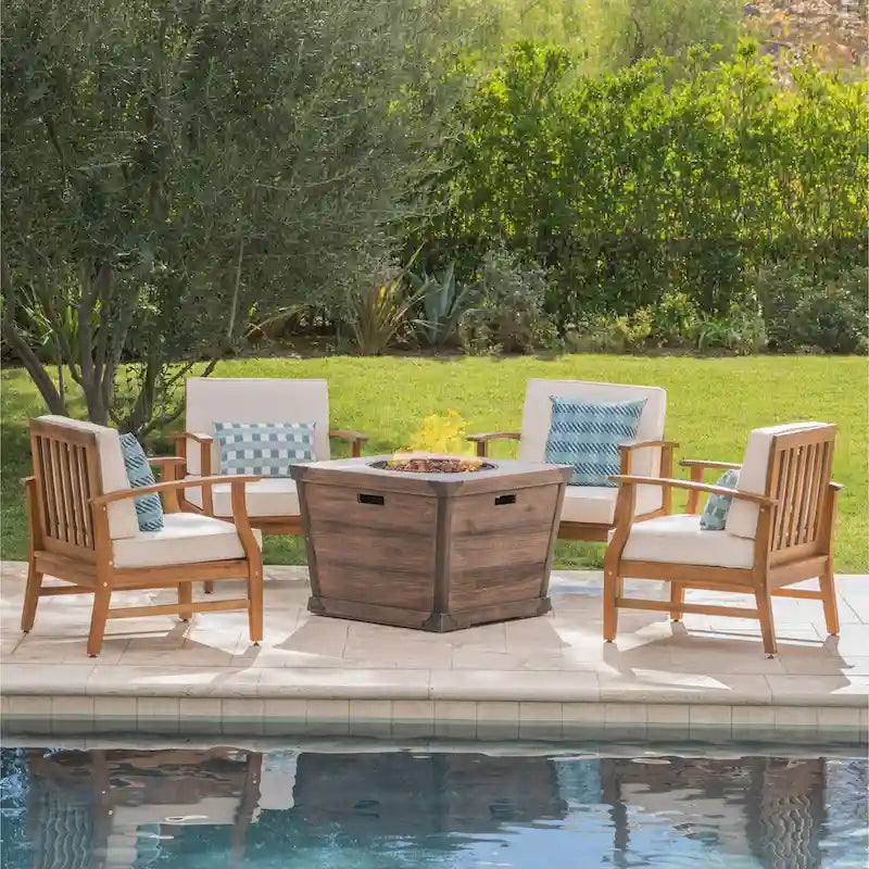 Ensemble de conversation de 5 pièces avec table de feu Mark Outdoor de Christopher Knight Home