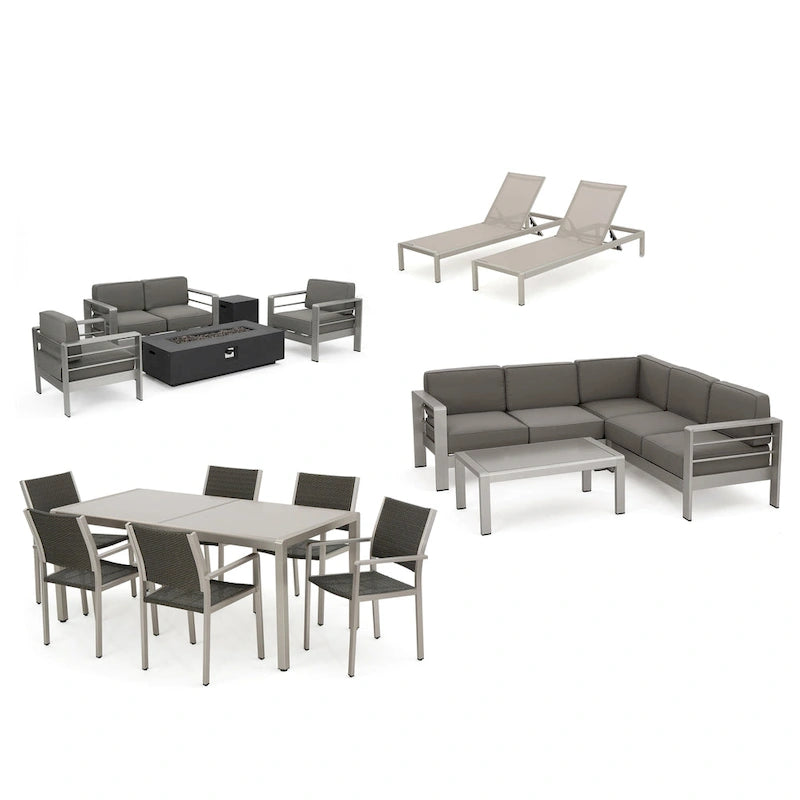 Ensemble de sièges d'extérieur 18 pièces Cape Coral avec coussins par Christopher Knight Home