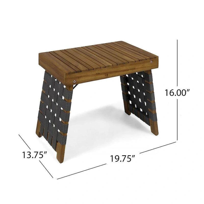 Ensemble de conversation d'extérieur pliable 2 places en bois d'acacia Huntsville avec détails en sangles, par Christopher Knight Home