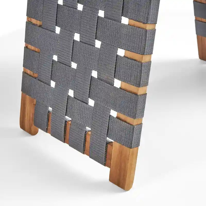 Ensemble de conversation d'extérieur pliable 2 places en bois d'acacia Huntsville avec détails en sangles, par Christopher Knight Home