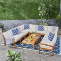 Ensemble de canapé d'angle d'extérieur en acacia 10 places Grenada par Christopher Knight Home