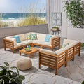 Oana, ensemble de canapés modulaires 9 pièces en bois d'acacia avec table basse, par Christopher Knight Home