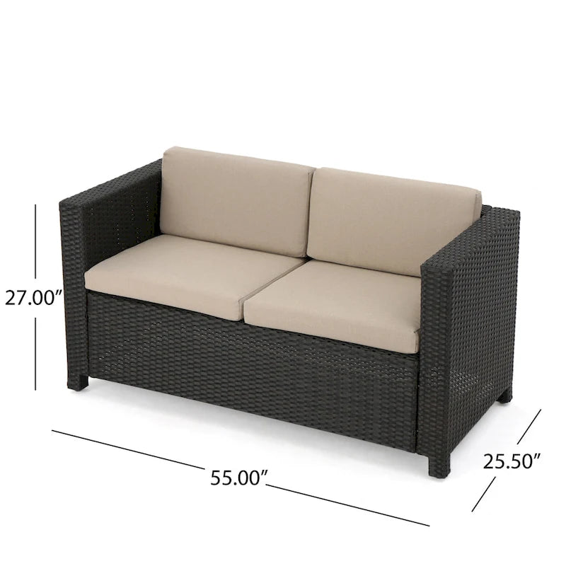 Ensemble de conversation de 5 pièces en osier/fer pour l'extérieur avec table basse par Christopher Knight Home