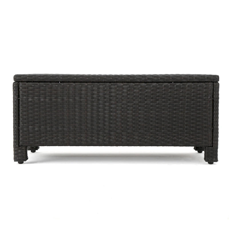 Ensemble de conversation de 5 pièces en osier/fer pour l'extérieur avec table basse par Christopher Knight Home
