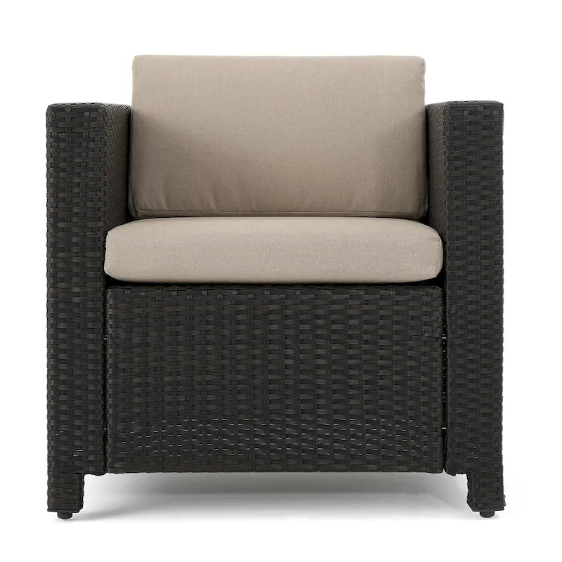 Ensemble de conversation de 5 pièces en osier/fer pour l'extérieur avec table basse par Christopher Knight Home