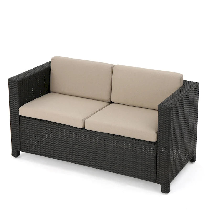 Ensemble de conversation de 5 pièces en osier/fer pour l'extérieur avec table basse par Christopher Knight Home