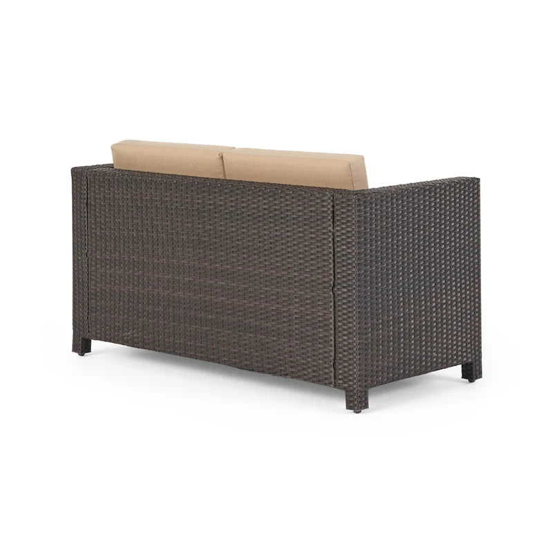 Ensemble de conversation de 5 pièces en osier/fer pour l'extérieur avec table basse par Christopher Knight Home