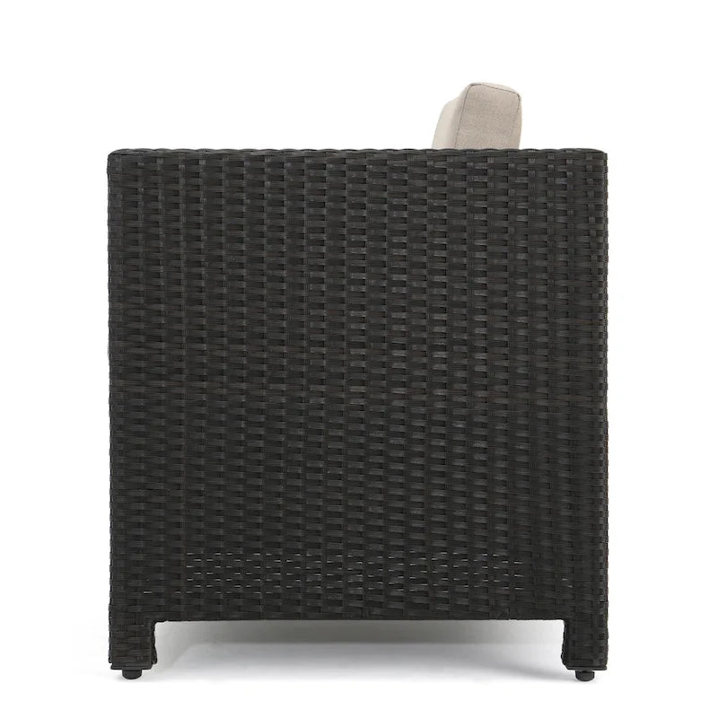 Ensemble de conversation de 5 pièces en osier/fer pour l'extérieur avec table basse par Christopher Knight Home