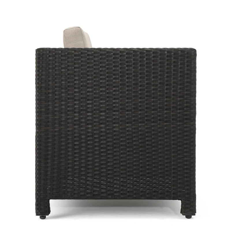 Ensemble de conversation de 5 pièces en osier/fer pour l'extérieur avec table basse par Christopher Knight Home