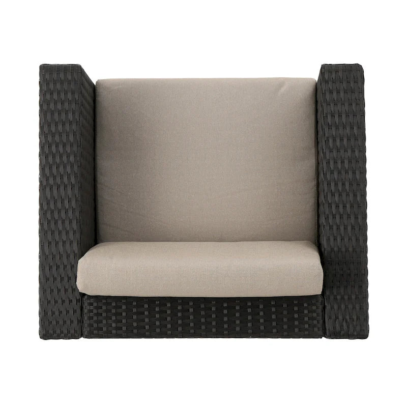 Ensemble de conversation de 5 pièces en osier/fer pour l'extérieur avec table basse par Christopher Knight Home