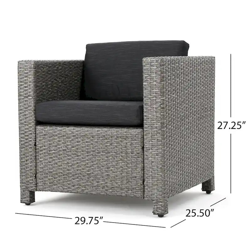Ensemble de conversation de 5 pièces en osier/fer pour l'extérieur avec table basse par Christopher Knight Home