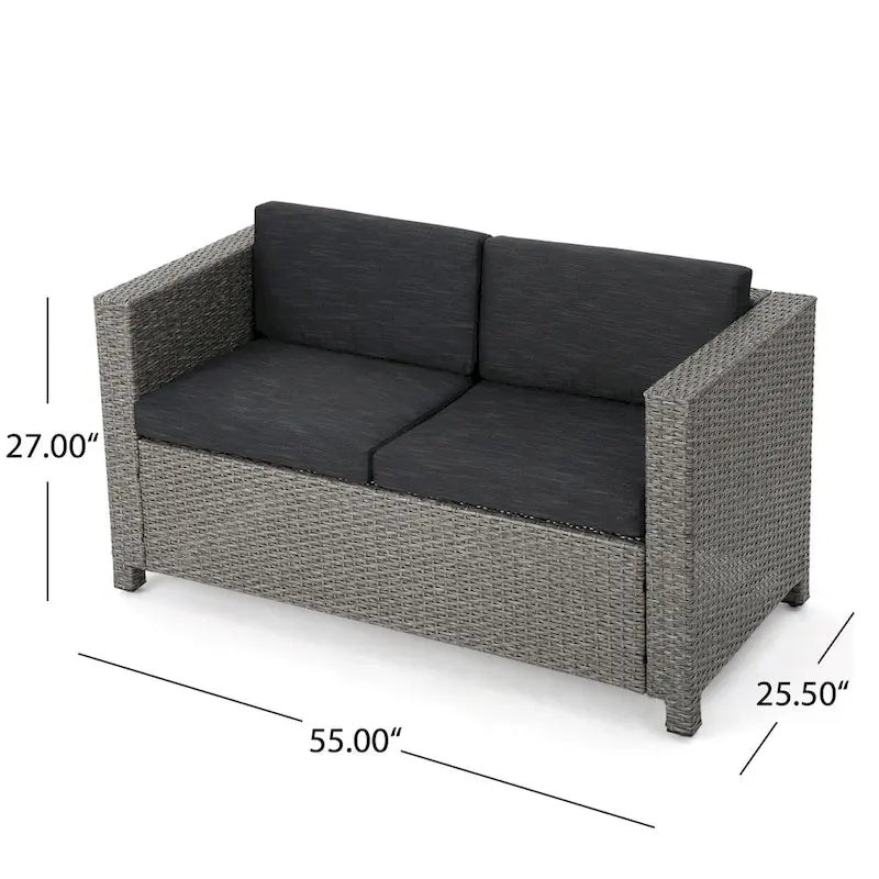Ensemble de conversation de 5 pièces en osier/fer pour l'extérieur avec table basse par Christopher Knight Home