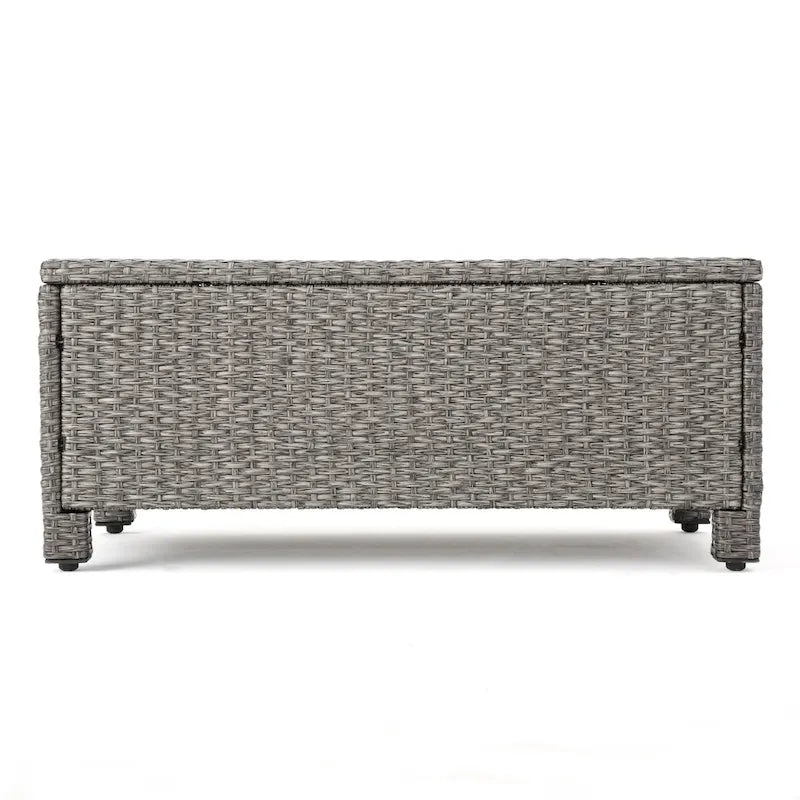 Ensemble de conversation de 5 pièces en osier/fer pour l'extérieur avec table basse par Christopher Knight Home