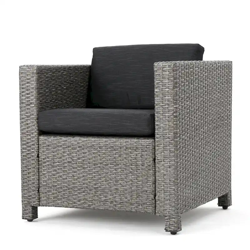 Ensemble de conversation de 5 pièces en osier/fer pour l'extérieur avec table basse par Christopher Knight Home