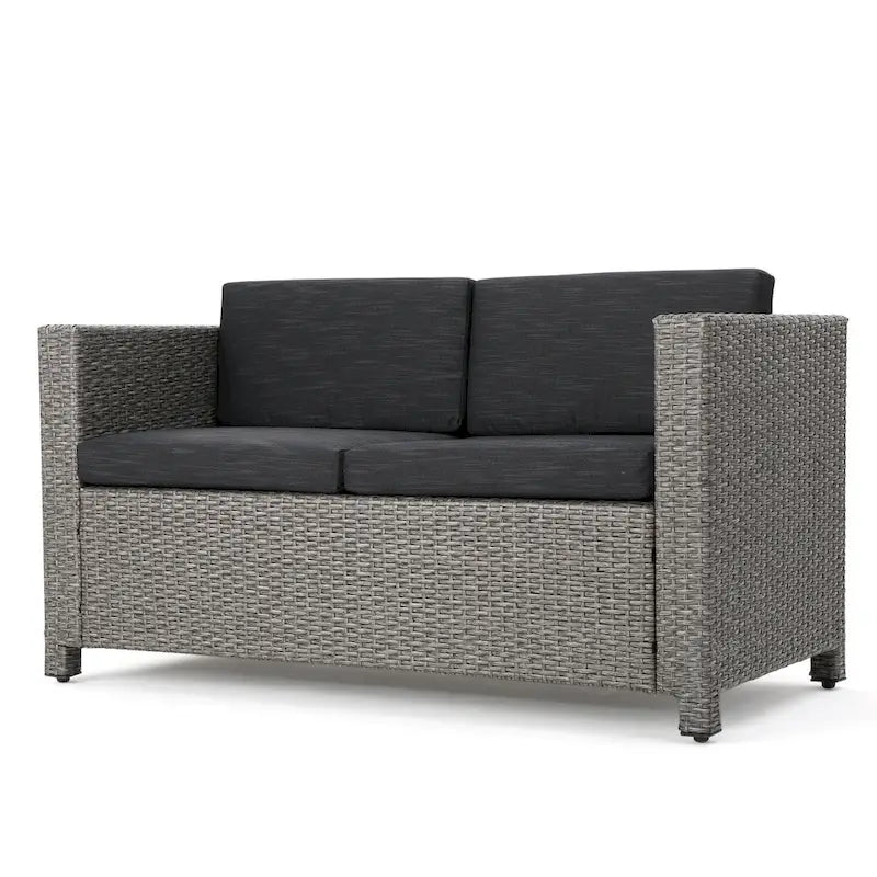 Ensemble de conversation de 5 pièces en osier/fer pour l'extérieur avec table basse par Christopher Knight Home