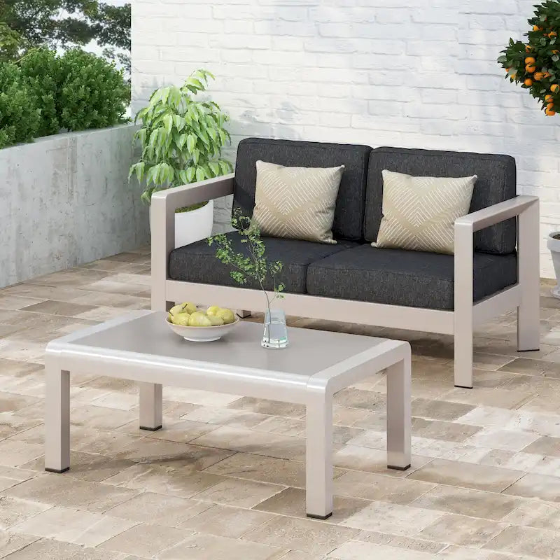 Causeuse et table basse en aluminium Aviara par Christopher Knight Home