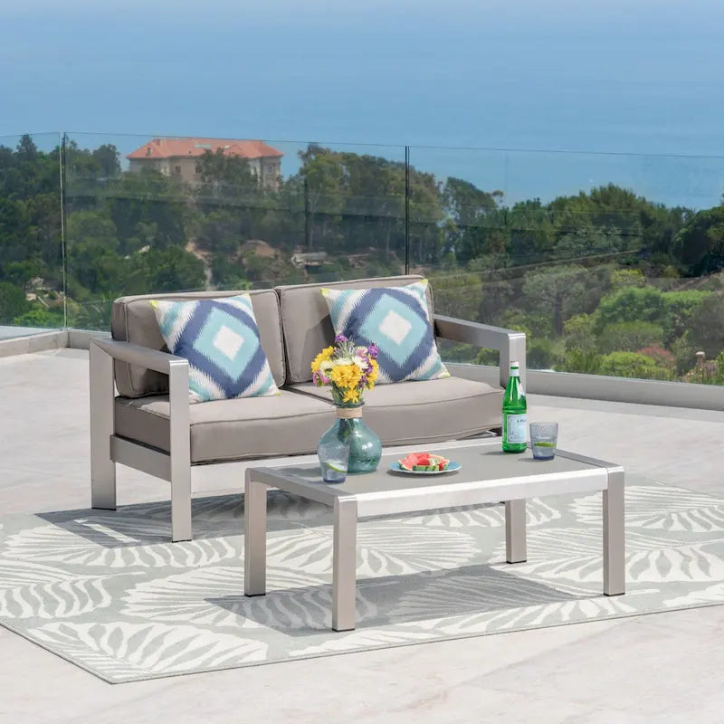 Causeuse et table basse en aluminium Aviara par Christopher Knight Home