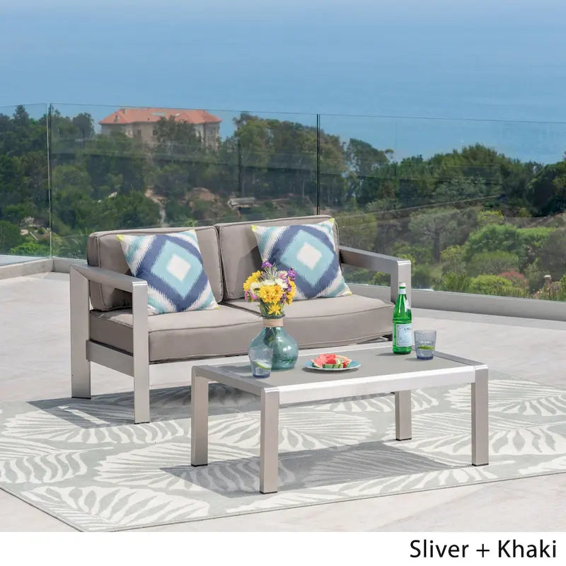 Causeuse et table basse en aluminium Aviara par Christopher Knight Home