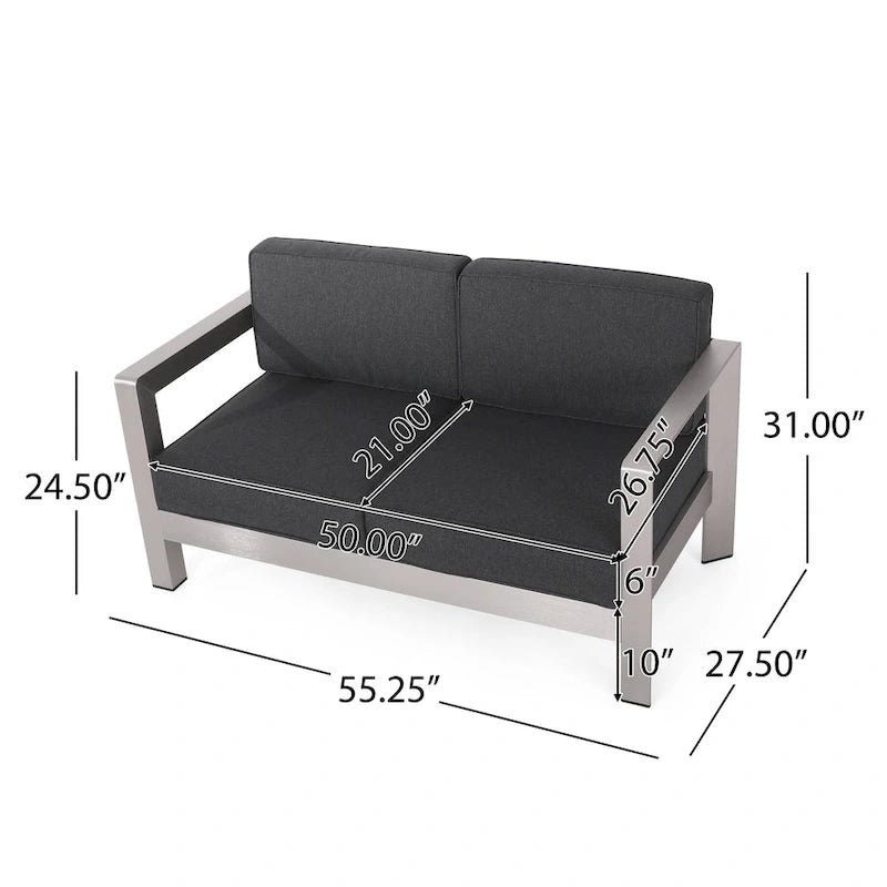 Causeuse et table basse en aluminium Aviara par Christopher Knight Home