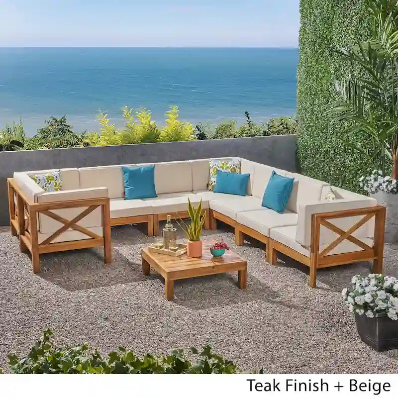 Canapé d'angle d'extérieur Brava en bois d'acacia par Christopher Knight Home